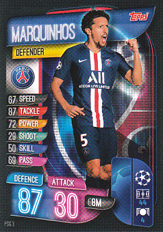 Marquinhos Paris Saint-Germain 2019/20 Topps Match Attax CL #PSG3